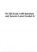 NU 402 Exam 1 OB Questions and Answers Latest Graded A+