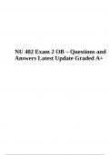 NU 402 Exam 2 OB – Questions and Answers Latest Update Graded A+