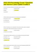 ZOO 4234 Parasitology Exam 3 Questions and Answers Latest Update Graded A