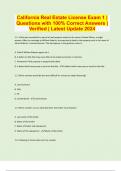 California Real Estate License Exam 1 &vert; Questions with 100&percnt; Correct Answers &vert; Verified &vert; Latest Update 2024 &vert; 42 Pages