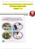 Community Health Nursing A Canadian Perspective, 5th Edition TEST BANK by Stamler, Verified Chapters 1 - 33, Complete Newest Version