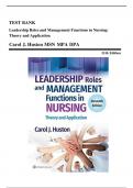Test Bank For Leadership Roles and Management Functions in Nursing Theory and Application 11th Edition By Carol Jorgensen Huston (2024/2025), , Chapter 1-25 All Chapters with Answers and Rationals