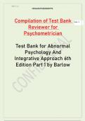 Test Bank for Abnormal Psychology And Integrative Approach 6th Edition Part 1 by Barlow.
