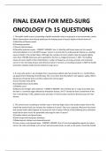 FINAL EXAM FOR MED-SURG  ONCOLOGY Ch 15 QUESTIONS