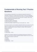 Fundamentals of Nursing Test 1 Practice Questions & Answers &lpar;A&plus; GRADED&rpar;