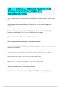 UNIT 1: REVOLUTION AND NEW NATION STUDY GUIDE WITH COMPLETE SOLUTIONS 100%