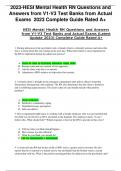 2023-HESI MENTAL HEALTH RN QUESTIONS AND ANSWERS FROM V1-V3 TEST BANKS FROM ACTUAL EXAMS 2023&rpar; COMPLETE GUIDE