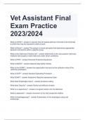 Vet Assistant Final  Exam Practice 2023&sol;2024  CORRECT ANSWERS100