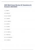 GED Math Exam Review Q1 Questions & Answers 2023/2024