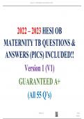 2022 &ndash; 2023 HESI OB MATERNITY TB QUESTIONS & ANSWERS &lpar;PICS&rpar; INCLUDED&excl;&excl; Version 1 &lpar;V1&rpar; GUARANTEED A&plus; &lpar;All 55 Q&rsquo;s&rpar;
