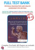 Test Bank for Physical Examination And Health Assessment 8th Edition Jarvis | 9780323510806 | All Chapters with Answers and Rationals