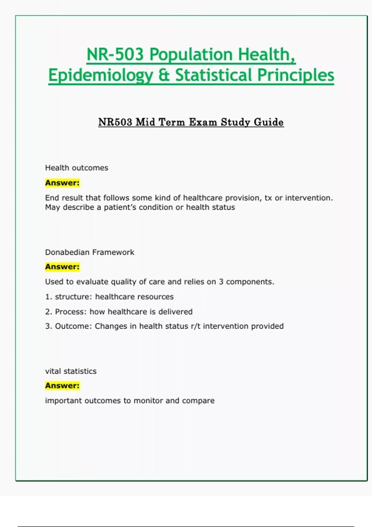 NR503 / NR 503 Mid Term Exam Study Guide (Latest 2024 / 2025 ...