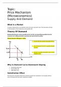 Class Notes Price Mechanism (Supply and Demand) Microeconomics A Levels