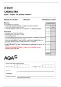 AQA A-level CHEMISTRY Paper 2 Organic and Physical Chemistry Question paper June 2023 