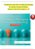 TEST BANK For Leading And Managing In Canadian Nursing, 2nd Edition, by Patricia S. Yoder-Wise, Verified Chapters 1 - 32, Complete Newest Version