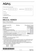AQA A-level BIBLICAL HEBREW Paper 2 Prose Literature  Tuesday 6 June 2023