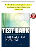 TEST BANK For Understanding the Essentials of Critical Care Nursing, 3rd Edition by Perrin, Verified Chapters 1 - 19, Complete Newest Version