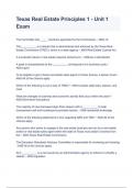 Texas Real Estate Principles 1 - Unit 1 Exam