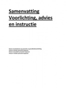 Samenvatting Voorlichting, advies en instructie