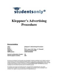 Samenvatting Kleppner’s Advertising Procedure