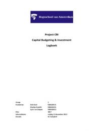 Logboek & Eindevaluatie Project CBI, CBU Capital Budgeting & Investment 3e jaars bedrijfseconomie