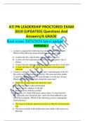 ATI PN LEADERSHIP PROCTORED EXAM 2019 (UPDATED) Questions And Answers/A GRADE