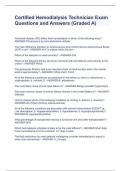 Certified Hemodialysis Technician Exam Questions and Answers &lpar;Graded A&rpar;