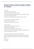 Entrance Exam practice biology  Graded A&plus; Passed&period;