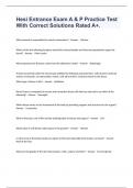 Hesi Entrance Exam A & P Practice Test With Correct Solutions Rated A&plus;&period;