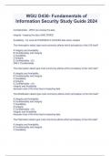 WGU D430- Fundamentals of Information Security Study Guide 2024