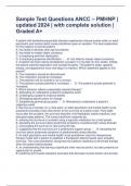 Sample Test Questions ANCC &ndash; PMHNP &vert; updated 2024 &vert; with complete solution &vert; Graded A&plus;