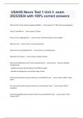 USAHS Neuro Test 1 Unit 3  exam 2023&sol;2024 with 100&percnt; correct answers