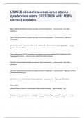 USAHS clinical neuroscience stroke syndromes exam 2023&sol;2024 with 100&percnt; correct answers
