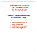 Solutions for Public Finance in Canada&comma; 6th Canadian Edition Rosen &lpar;All Chapters included&rpar;