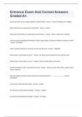 Entrance Exam And Correct Answers Graded A&plus;&period; 