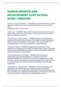 HUMAN GROWTH AND  DEVELOPMENT CLEP ACTUAL  EXAM | VERIFIED