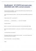 RealEstateU   NY STATE test exam prep 2023&sol;2024 with 100&percnt; correct answers