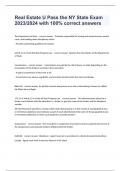 Real Estate U Pass the NY State Exam 2023&sol;2024 with 100&percnt; correct answers