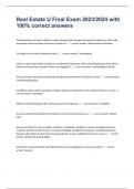 Real Estate U Final Exam 2023&sol;2024 with 100&percnt; correct answers