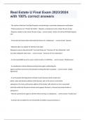 Real Estate U Final Exam 2023&sol;2024  with 100&percnt; correct answers
