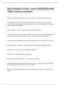 Real Estate U Final  exam 2023&sol;2024 with 100&percnt; correct answers