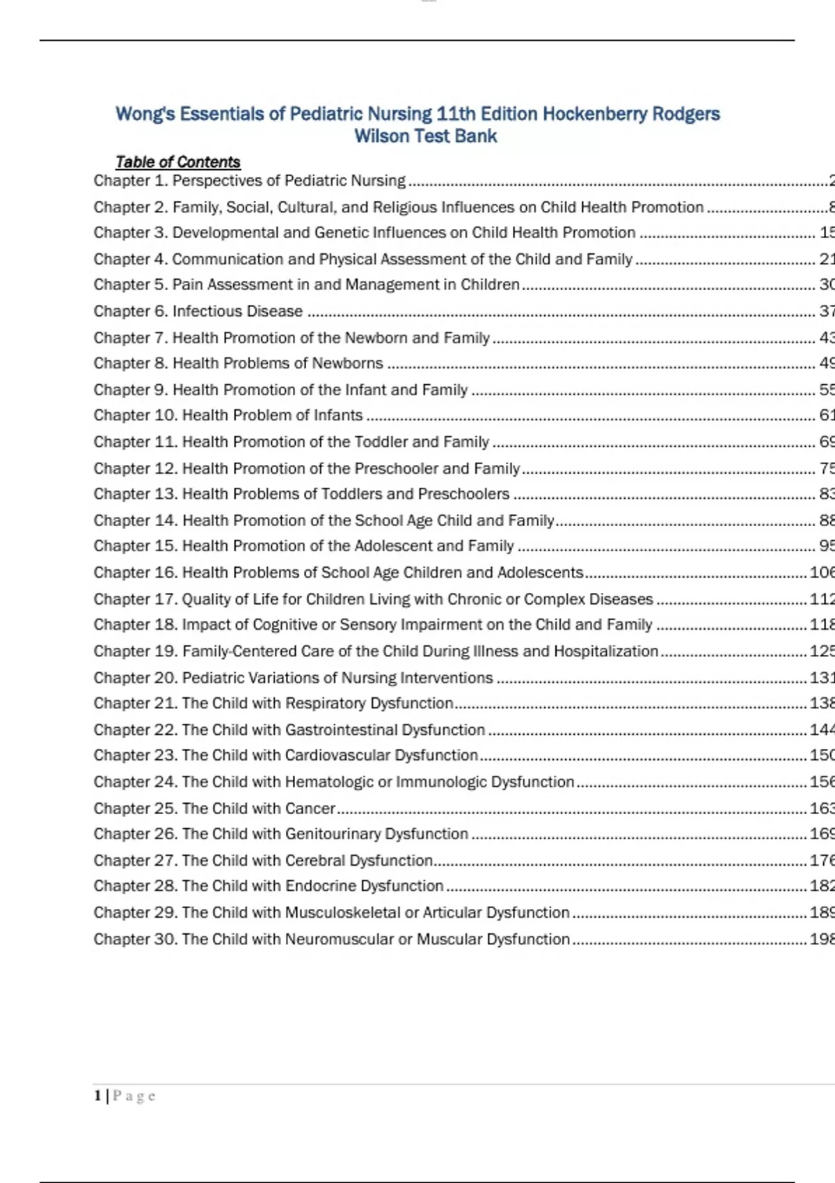 Test Bank Wong’s Essentials of Pediatric Nursing 11th Edition ...
