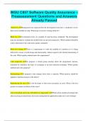 WGU C857 Software Quality Assurance &ndash; Preassessment Questions and Answers  Already Passed