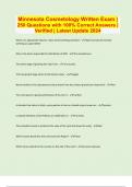 Minnesota Cosmetology Written Exam &vert; 250 Questions with 100&percnt; Correct Answers &vert; Verified &vert; Latest Update 2024 &vert; 20 Pages