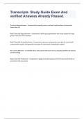 Transcripts  Study Guide Exam And verified Answers Already Passed&period;