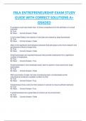 FBLA ENTREPRENEURSHIP EXAM STUDY  GUIDE WITH CORRECT SOLUTIONS A+  GRADED