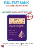 Test Bank for Nursing Research Generating and Assessing Evidence for Nursing Practice 11th Edition Polit Beck | 9781975110642 | All Chapters with Answers and Rationals