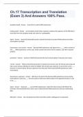 Ch&period;17 Transcription and Translation &lpar;Exam 3&rpar; And Answers 100&percnt; Pass&period;