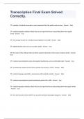 Transcription Final Exam Solved Correctly&period;