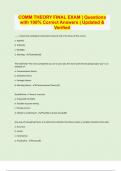 COMM THEORY FINAL EXAM &vert; Questions  with 100&percnt; Correct Answers &vert; Updated &  Verified